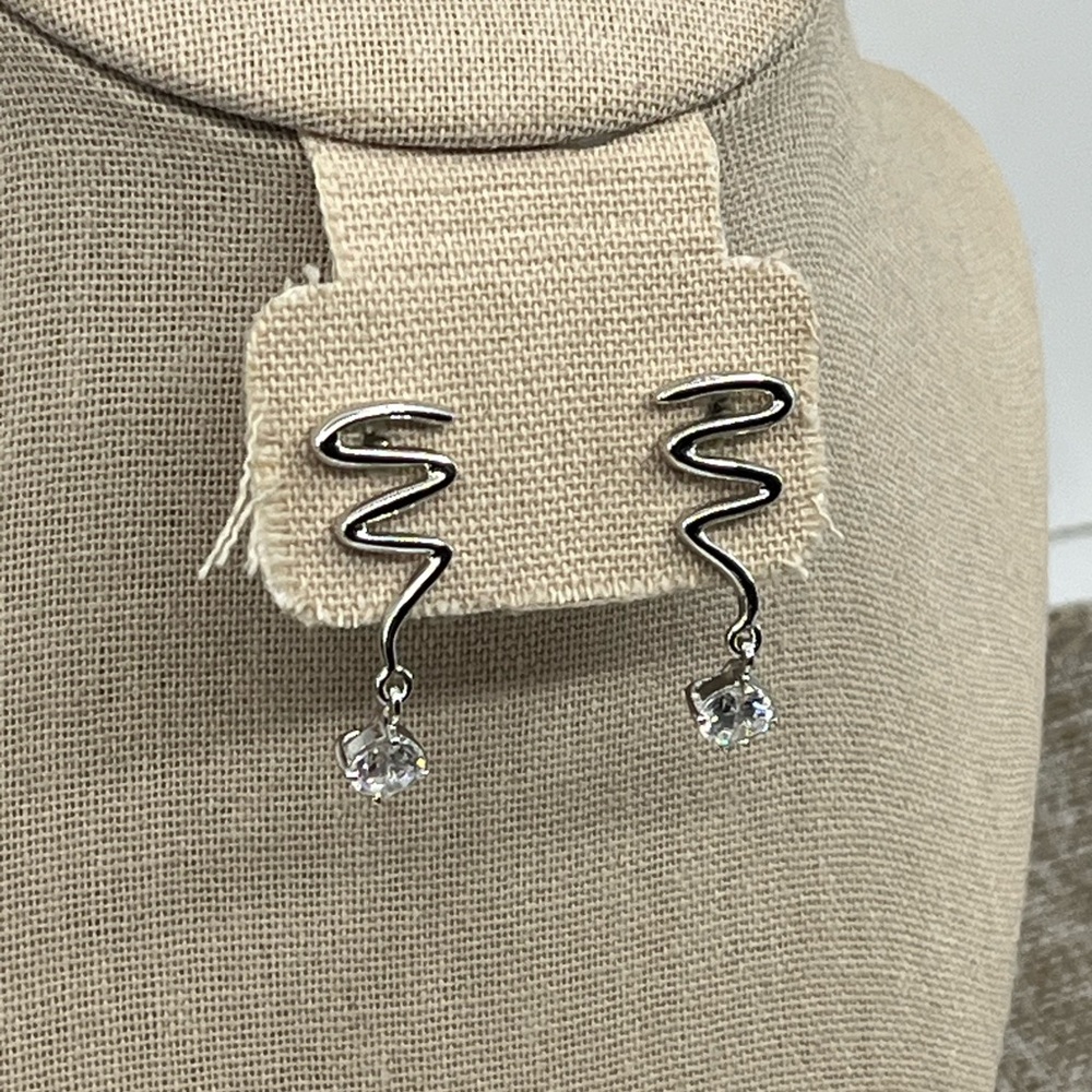 Unique Diamonique Sterling Silver 925 Earrings – 1" Length, 4.6g - Picture 14 of 17